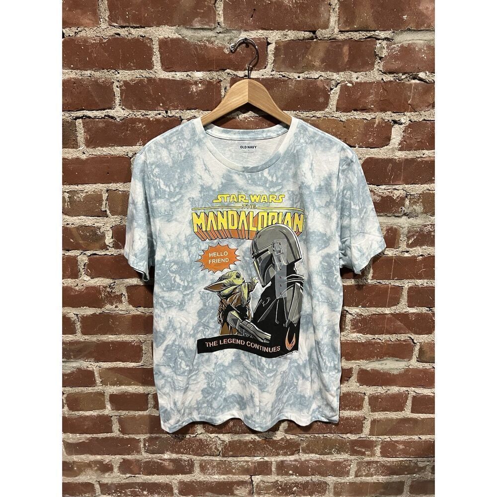 Old Navy x Mandalorian Mens Blue Tie Dye T-shirt Size Large NWT